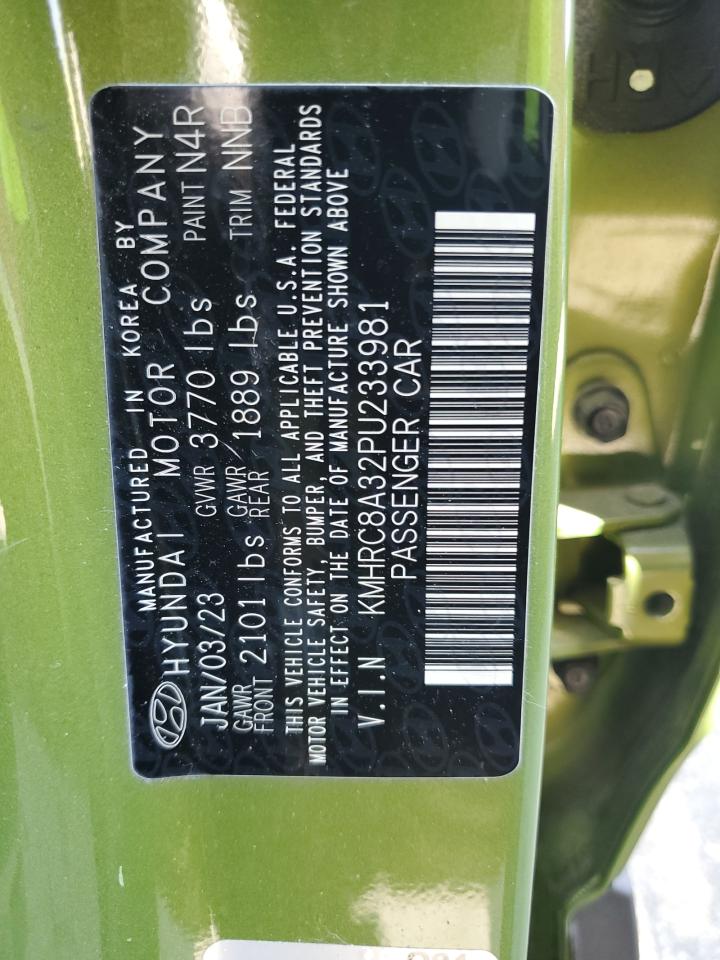 2023 Hyundai Venue Sel VIN: KMHRC8A32PU233981 Lot: 80154255