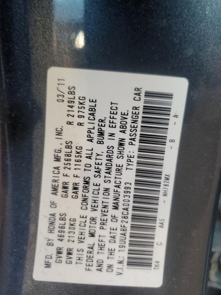 2012 Acura Tl VIN: 19UUA8F28CA003993 Lot: 84298495