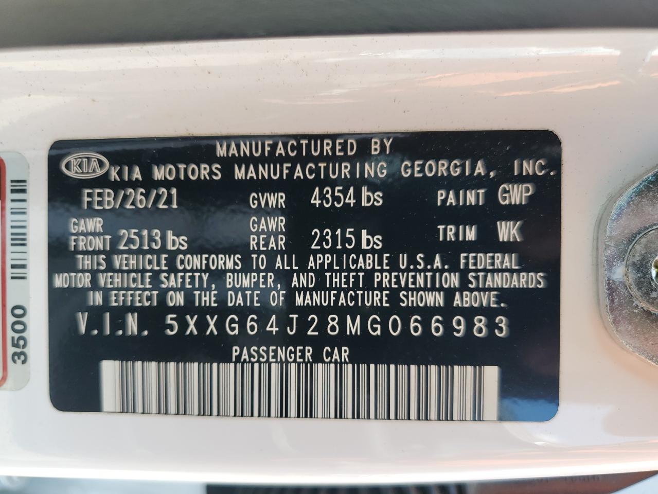 2021 Kia K5 Gt Line VIN: 5XXG64J28MG066983 Lot: 71241405