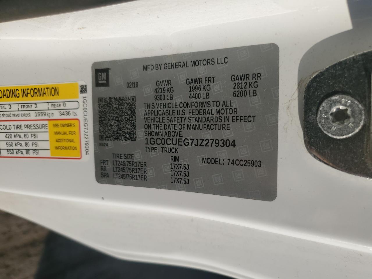 2018 Chevrolet Silverado C2500 Heavy Duty VIN: 1GC0CUEG7JZ279304 Lot: 80341285