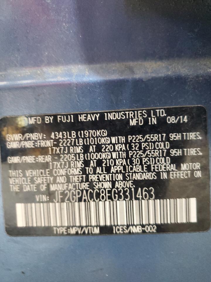 2014 Subaru Xv Crosstrek 2.0 Premium VIN: JF2GPACC8EG331463 Lot: 71607615