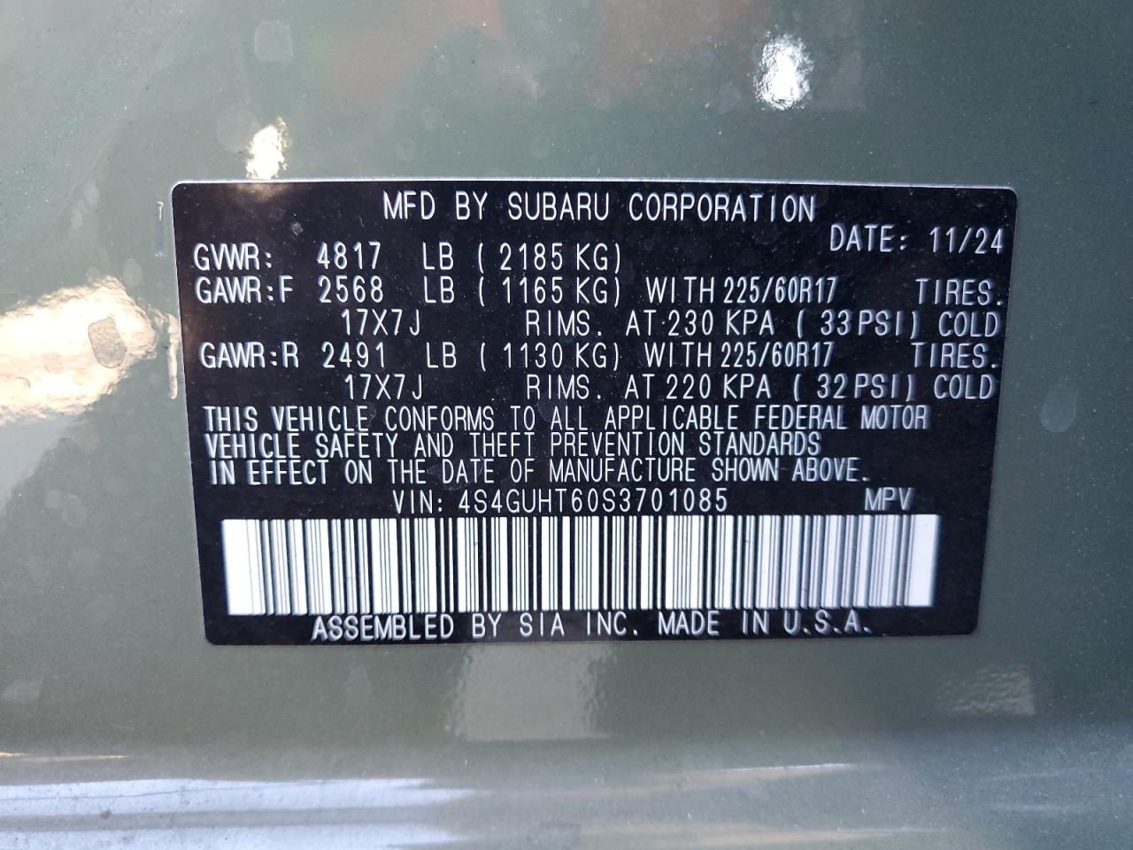 2025 Subaru Crosstrek Wilderness VIN: 4S4GUHT60S3701085 Lot: 71677865