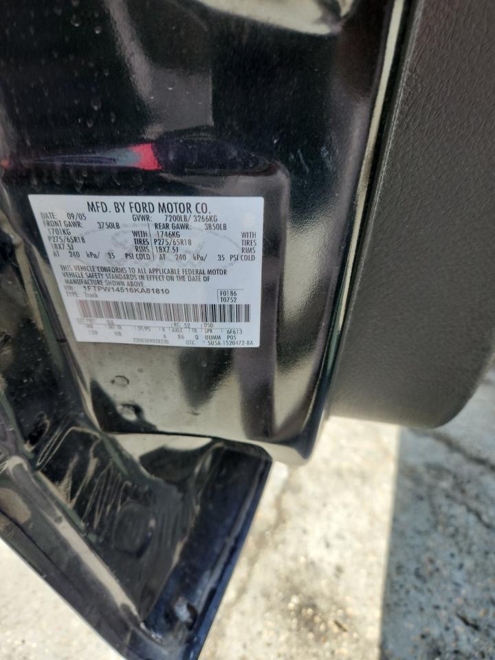 2006 Ford F150 Supercrew VIN: 1FTPW14516KA81810 Lot: 80309335