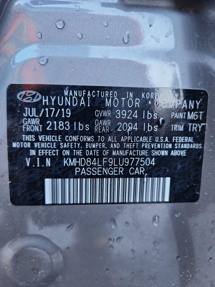 2020 Hyundai Elantra Sel VIN: KMHD84LF9LU977504 Lot: 80218165