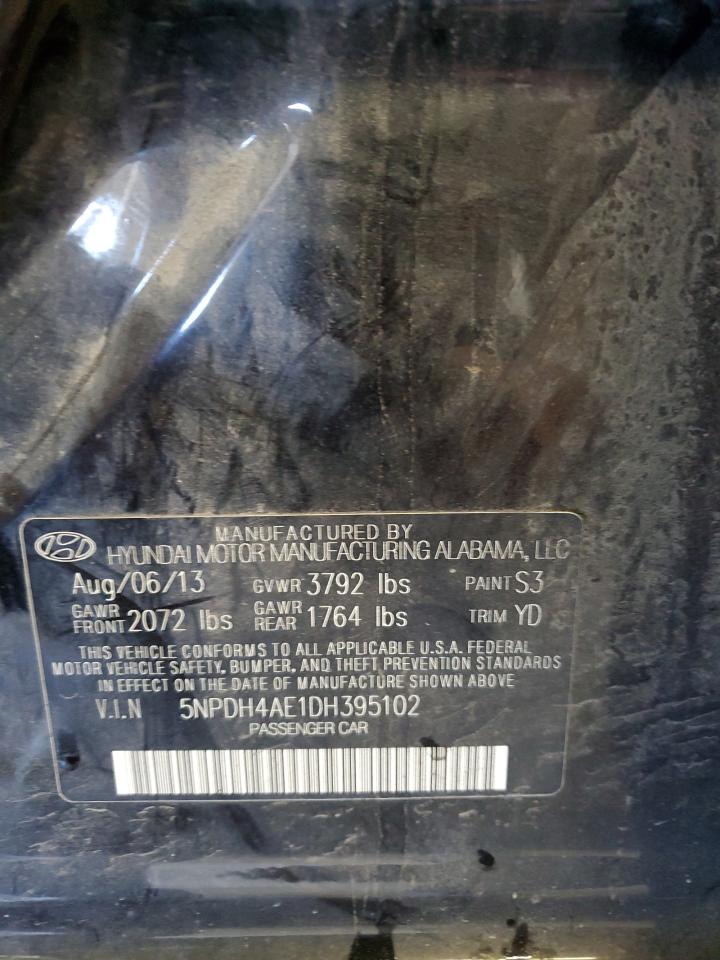 2013 Hyundai Elantra Gls VIN: 5NPDH4AE1DH395102 Lot: 81012345