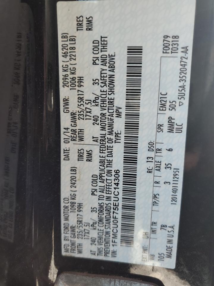 2014 Ford Escape S VIN: 1FMCU0F75EUC14306 Lot: 84403195