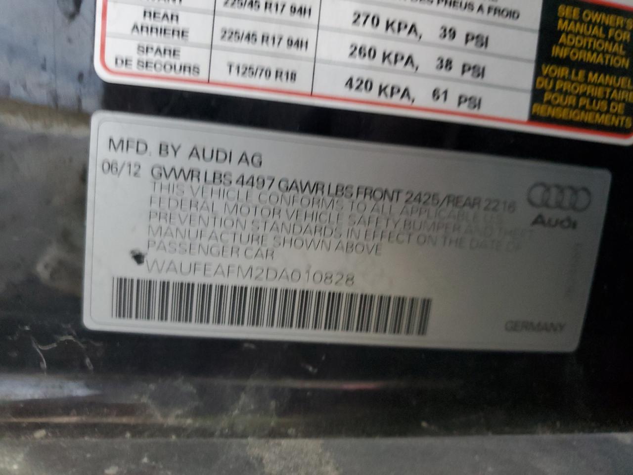 2013 Audi A3 Premium VIN: WAUFEAFM2DA010828 Lot: 80994005