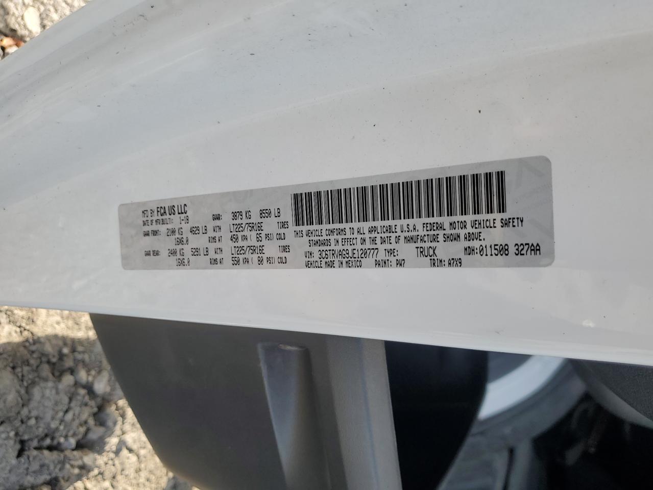 2018 Ram Promaster 1500 1500 Standard VIN: 3C6TRVAG9JE120777 Lot: 91591285