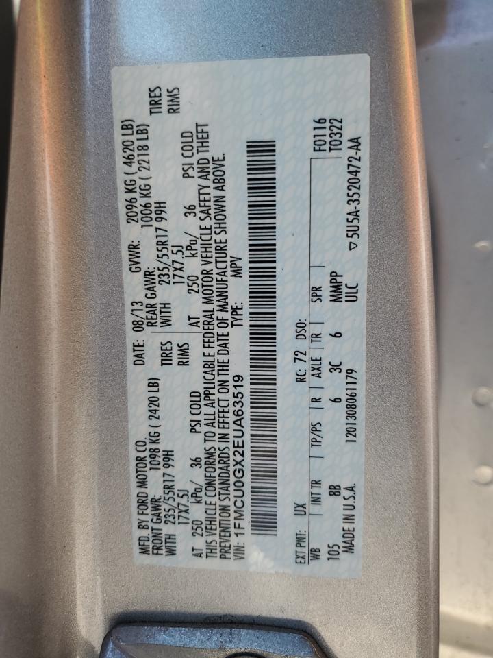 2014 Ford Escape Se VIN: 1FMCU0GX2EUA63519 Lot: 81247995