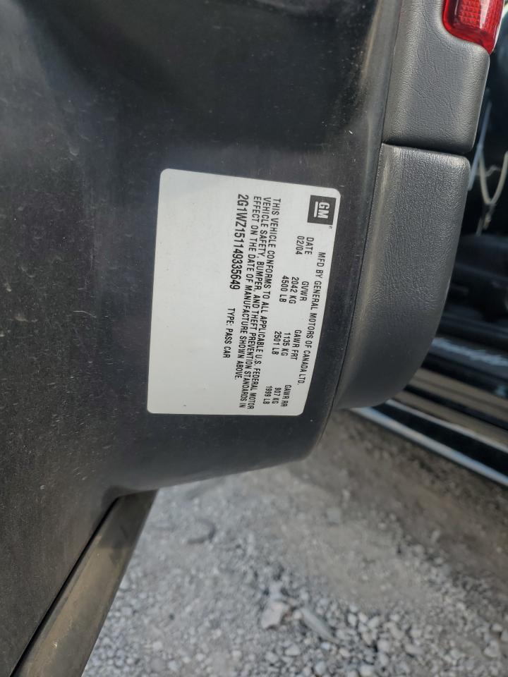 2004 Chevrolet Monte Carlo Ss Supercharged VIN: 2G1WZ151149335649 Lot: 81845655