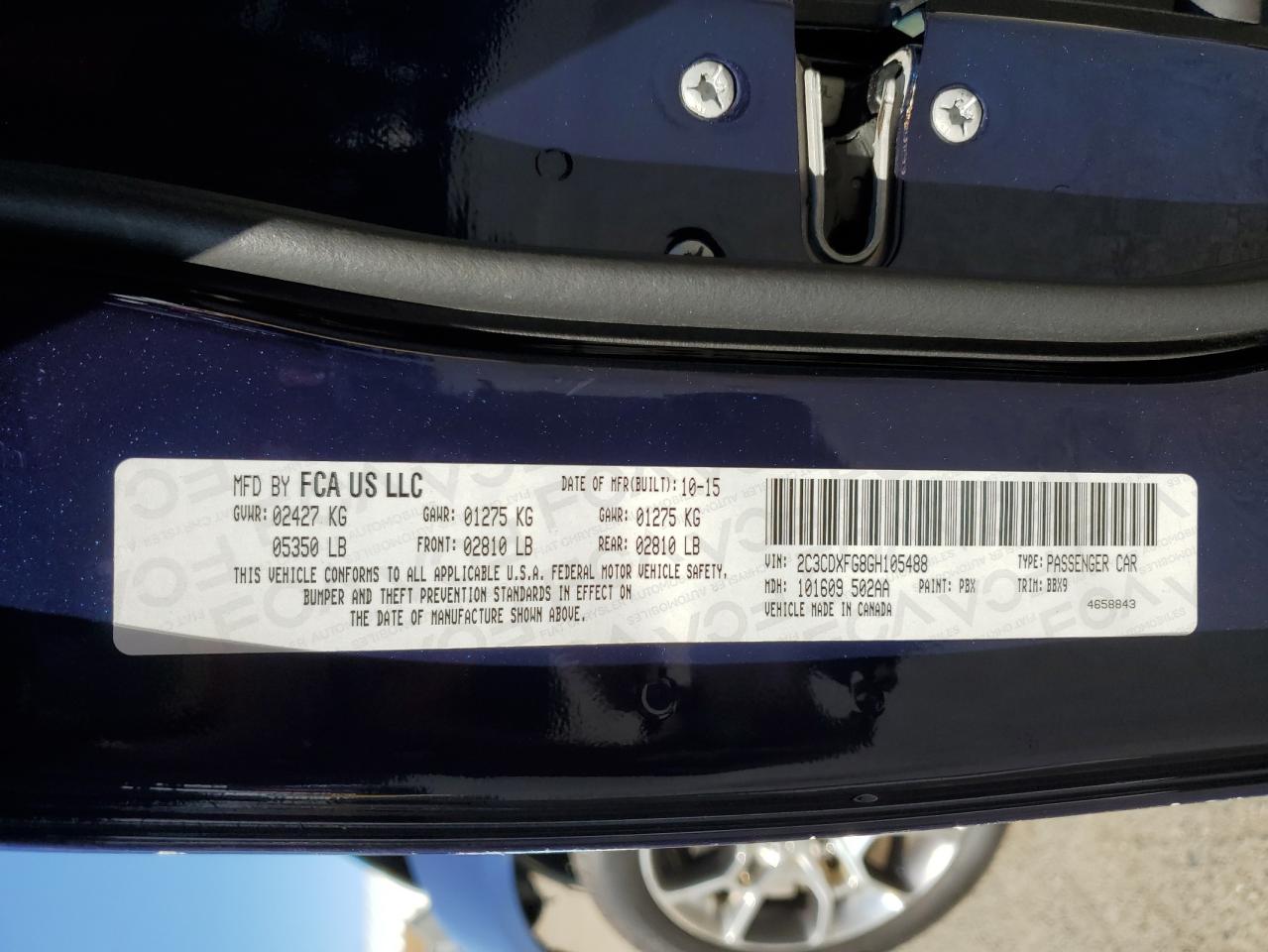 2016 Dodge Charger Se VIN: 2C3CDXFG8GH105488 Lot: 71775655