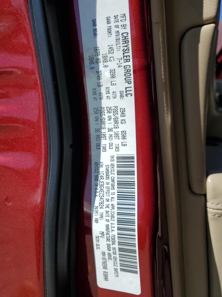 2014 Jeep Grand Cherokee Limited VIN: 1C4RJEBG4EC547824 Lot: 71210585