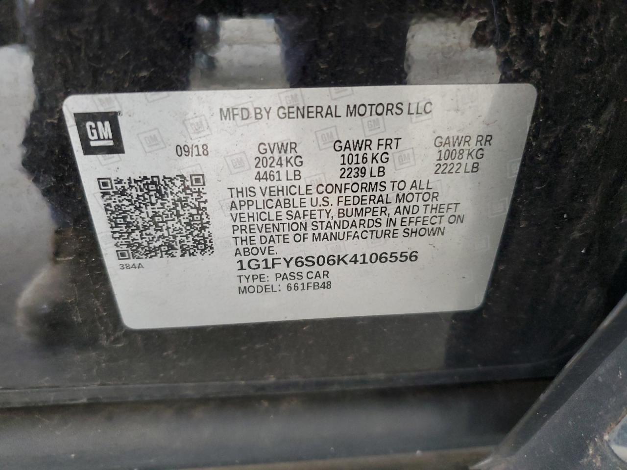 2019 Chevrolet Bolt Ev Lt VIN: 1G1FY6S06K4106556 Lot: 81402595