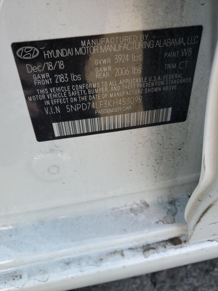 2019 Hyundai Elantra Se VIN: 5NPD74LF3KH453099 Lot: 82176255