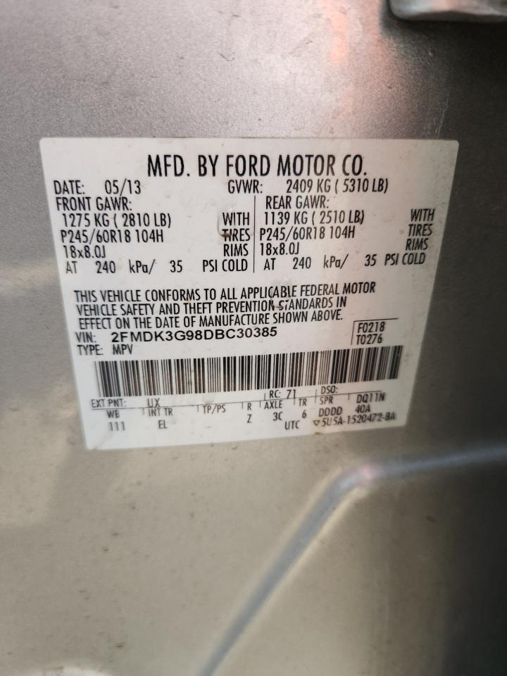 2013 Ford Edge Se VIN: 2FMDK3G98DBC30385 Lot: 71832105