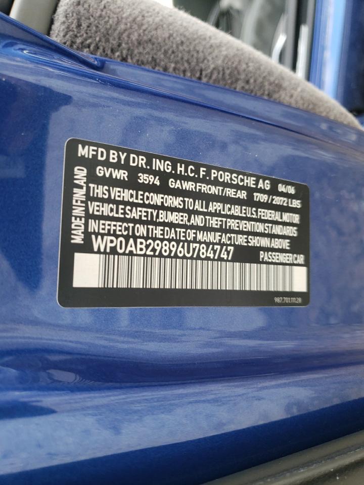 2006 Porsche Cayman S VIN: WP0AB29896U784747 Lot: 69412065