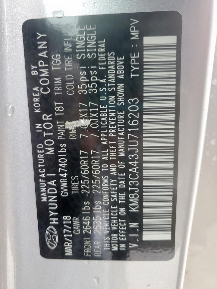 2018 Hyundai Tucson Sel VIN: KM8J3CA43JU716203 Lot: 83977795