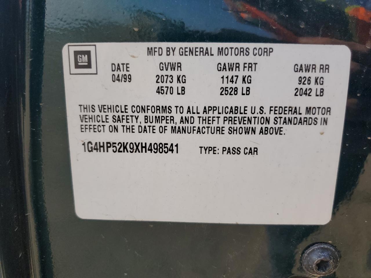 1999 Buick Lesabre Custom VIN: 1G4HP52K9XH498541 Lot: 80390005