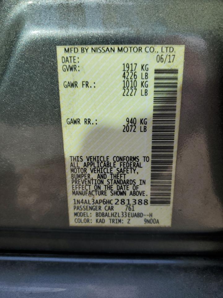 2017 Nissan Altima 2.5 VIN: 1N4AL3AP6HC281388 Lot: 81722475