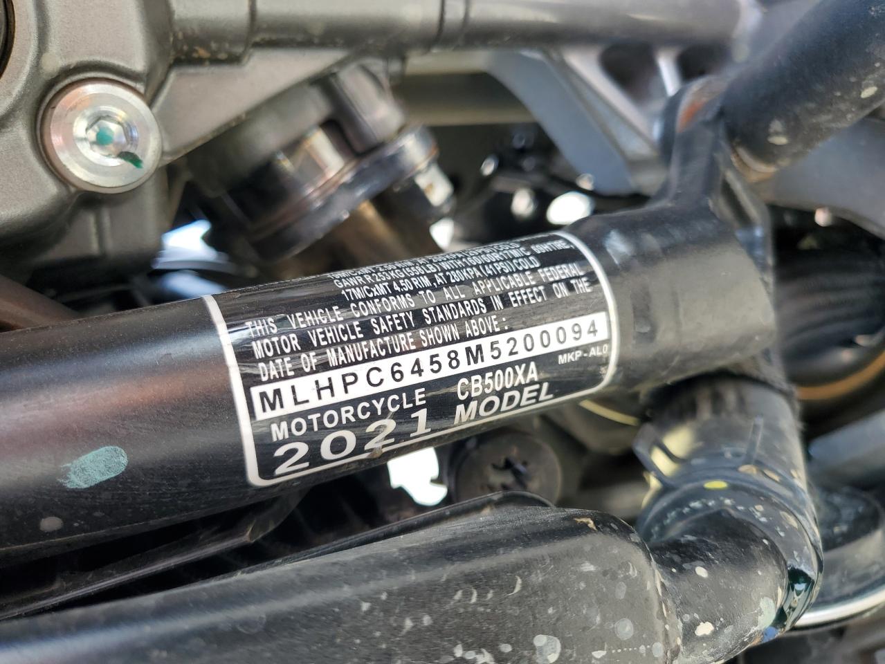 2021 Honda Cb500 Xa VIN: MLHPC6458M5200094 Lot: 80839055