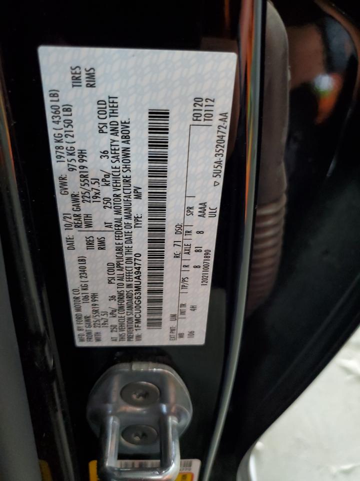 2021 Ford Escape Se VIN: 1FMCU0G63MUA94770 Lot: 71183795