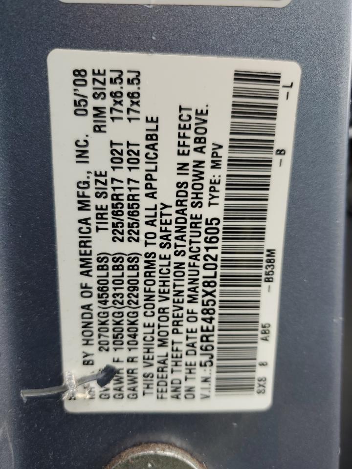 2008 Honda Cr-V Ex VIN: 5J6RE485X8L021605 Lot: 81514075