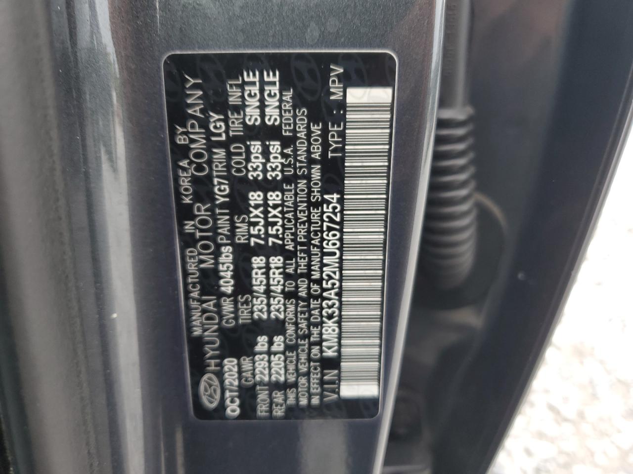 2021 Hyundai Kona Limited VIN: KM8K33A52MU667254 Lot: 84029915