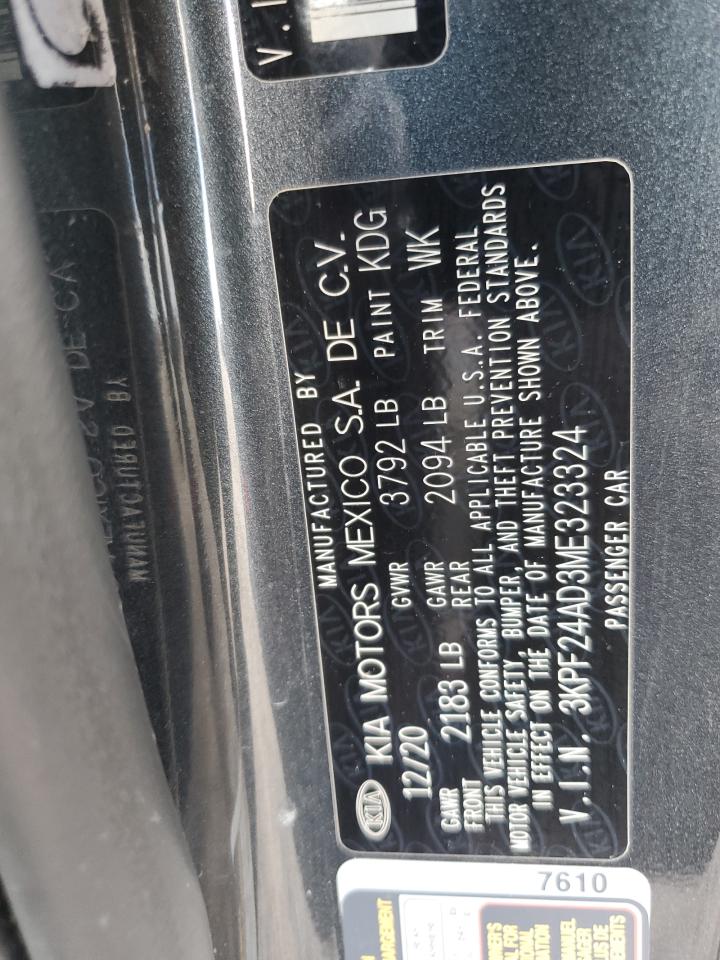 2021 Kia Forte Fe VIN: 3KPF24AD3ME323324 Lot: 83787755