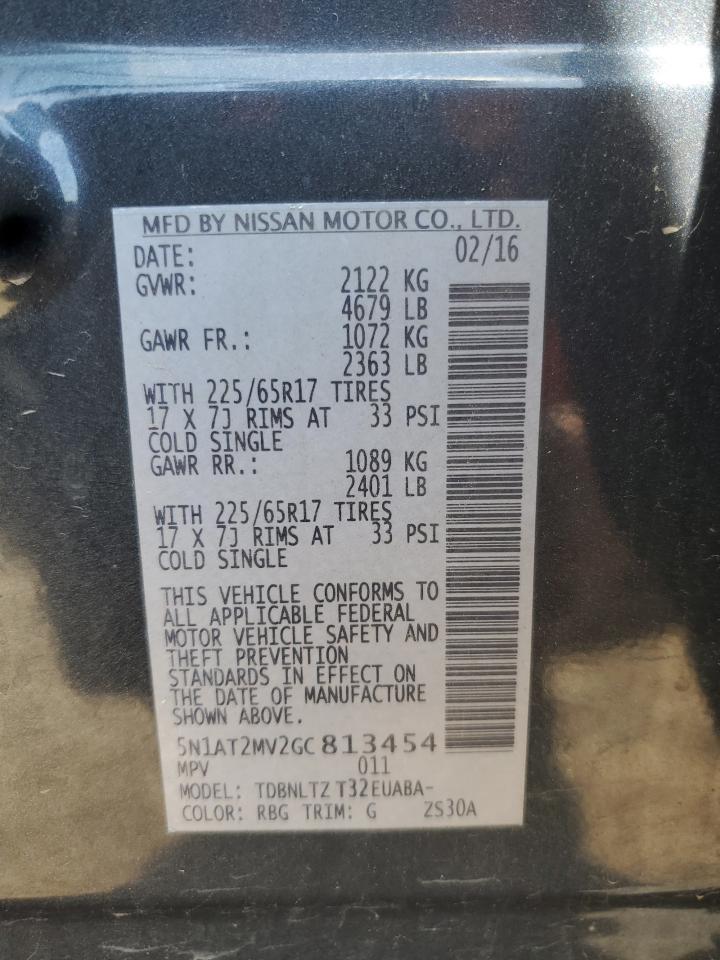 2016 Nissan Rogue S VIN: 5N1AT2MV2GC813454 Lot: 81288865