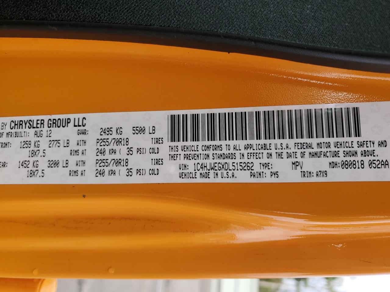 2013 Jeep Wrangler Unlimited Sahara VIN: 1C4HJWEGXDL515262 Lot: 81664305