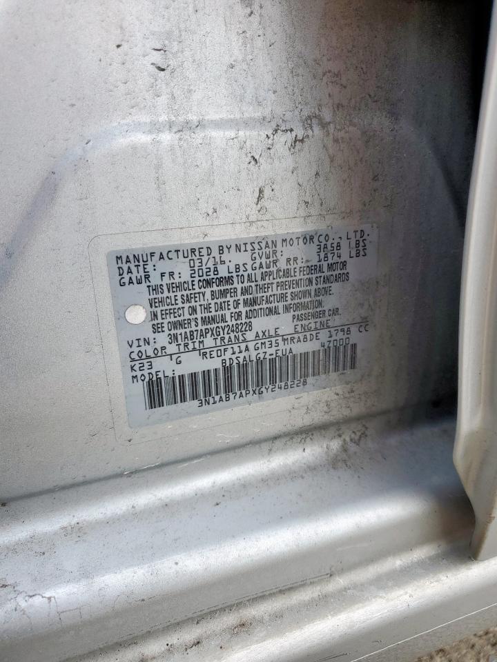 2016 Nissan Sentra S VIN: 3N1AB7APXGY248228 Lot: 80286885