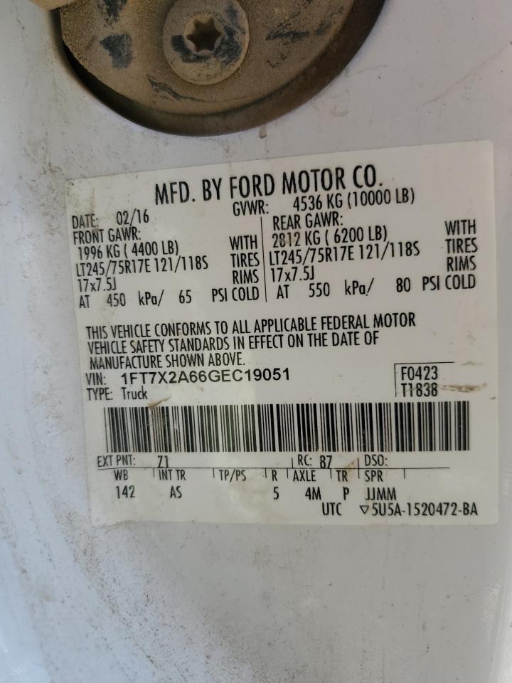 2016 Ford Super Duty F-250 Srw Xl VIN: 1FT7X2A66GEC19051 Lot: 70961165