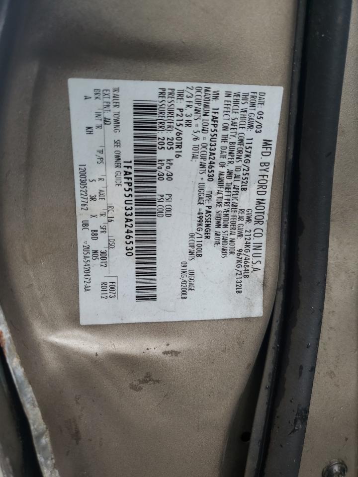 2004 Ford Taurus Ses VIN: 1FAFP55U33A246530 Lot: 81832015
