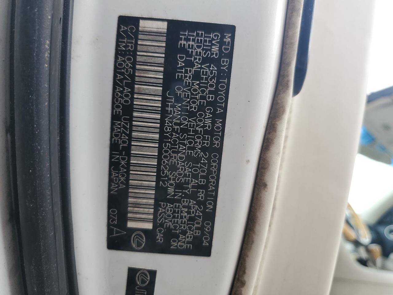 2005 Lexus Sc 430 VIN: JTHFN48Y150062512 Lot: 70822365