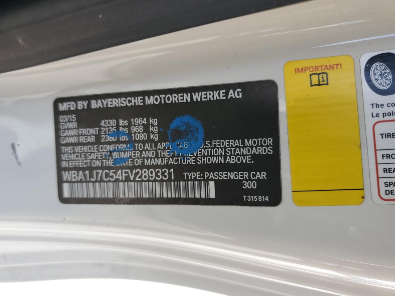 2015 BMW M235I VIN: WBA1J7C54FV289331 Lot: 81525235