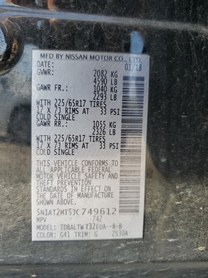 2018 Nissan Rogue S VIN: 5N1AT2MT5JC749612 Lot: 71742075