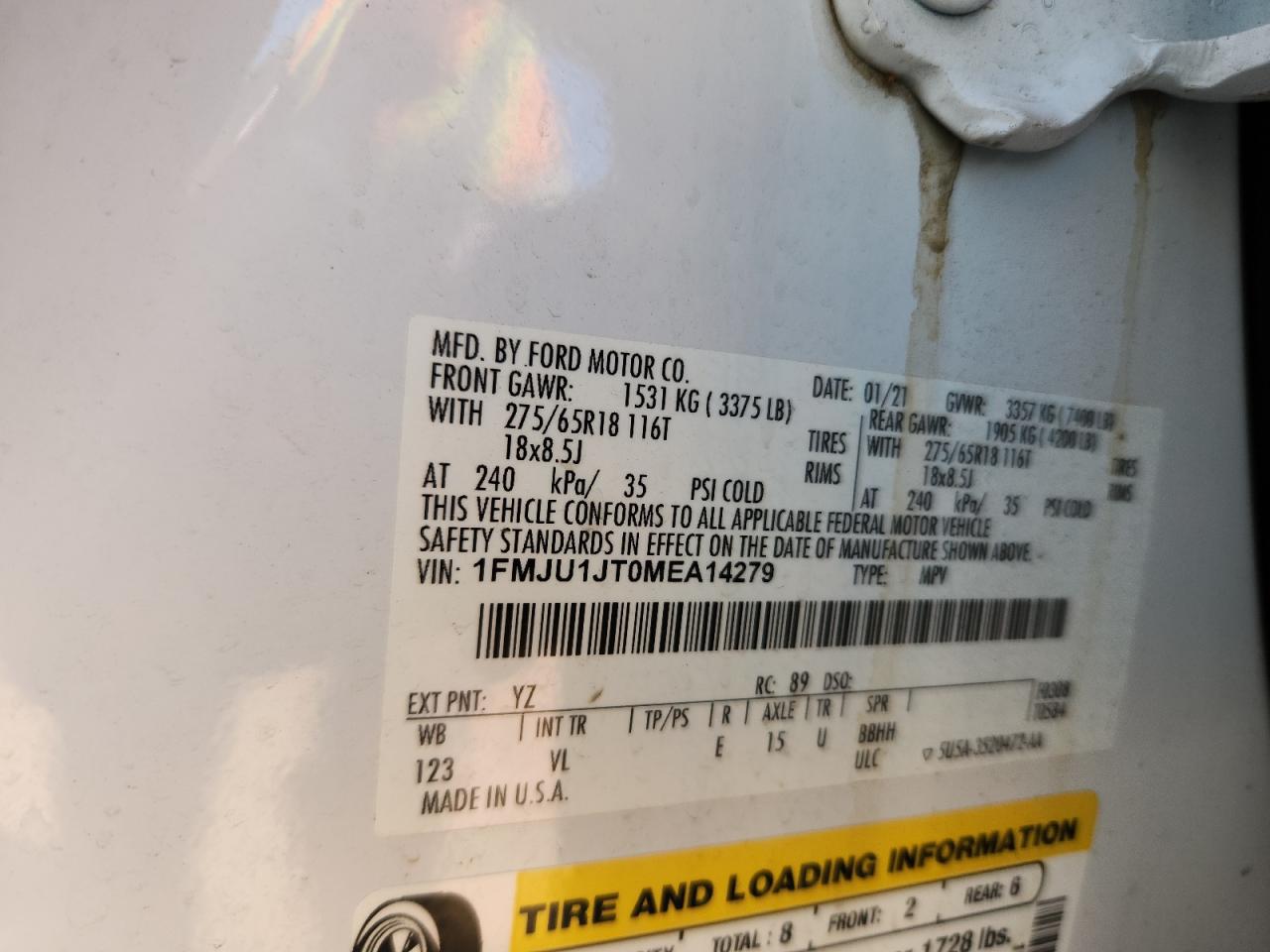 2021 Ford Expedition Xlt VIN: 1FMJU1JT0MEA14279 Lot: 84552075