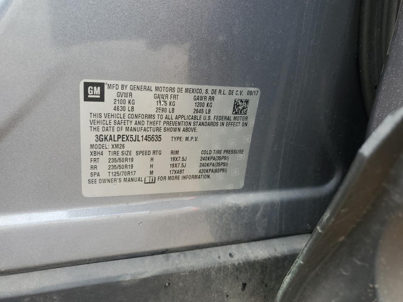 2018 GMC Terrain Slt VIN: 3GKALPEX5JL145635 Lot: 81076505