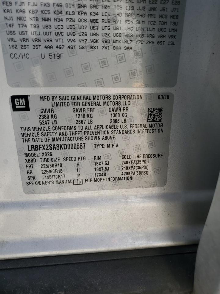 2019 Buick Envision Essence VIN: LRBFX2SA8KD000667 Lot: 81090665