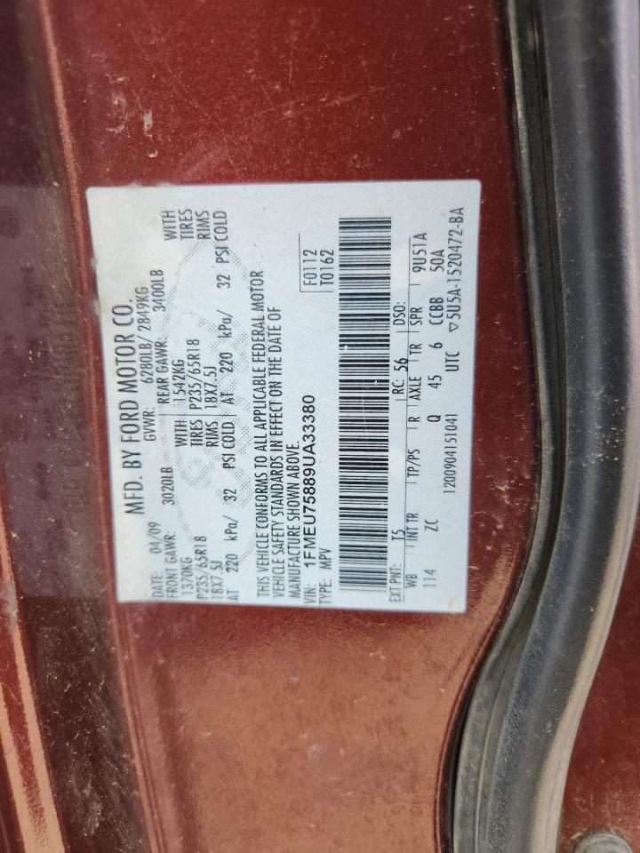 2009 Ford Explorer Limited VIN: 1FMEU75889UA33380 Lot: 81730265