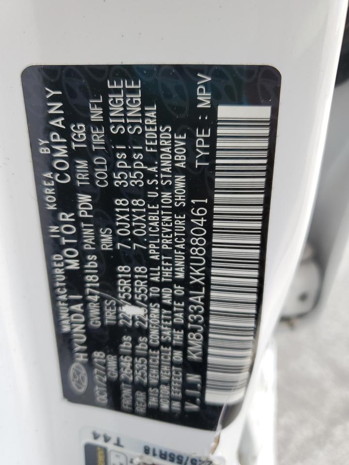 2019 Hyundai Tucson Limited VIN: KM8J33ALXKU880461 Lot: 80731115