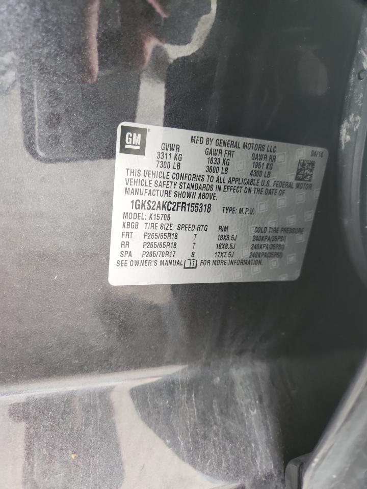 2015 GMC Yukon Sle VIN: 1GKS2AKC2FR155318 Lot: 80797085