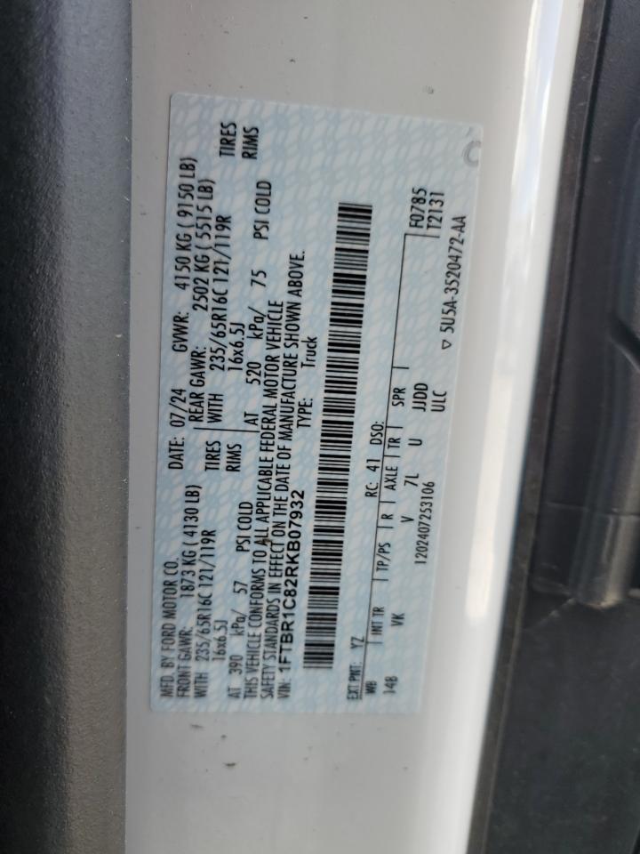 2024 Ford Transit T-250 VIN: 1FTBR1C82RKB07932 Lot: 71633545