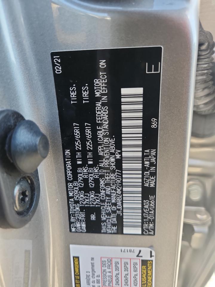 2021 Lexus Nx 300 Base VIN: JTJDARBZ4M2190777 Lot: 80400345