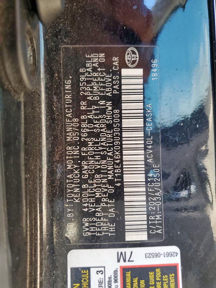 2009 Toyota Camry Base VIN: 4T1BE46K09U305008 Lot: 81161195