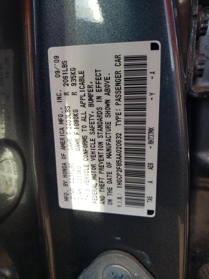 2010 Honda Accord Exl VIN: 1HGCP2F85AA020632 Lot: 71698295