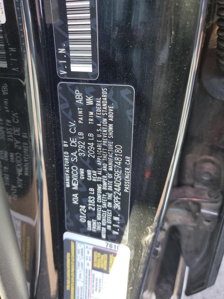 2024 Kia Forte Lx VIN: 3KPF24AD5RE748180 Lot: 84375015