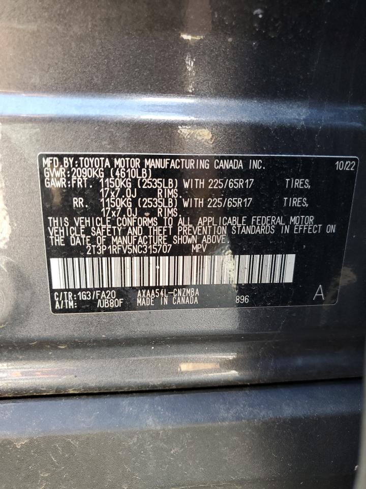 2022 Toyota Rav4 Xle VIN: 2T3P1RFV5NC315707 Lot: 84419005