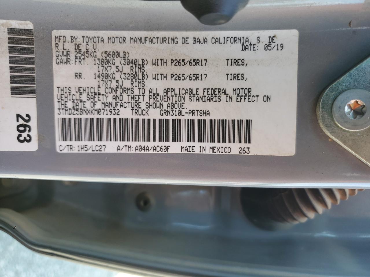 2019 Toyota Tacoma Double Cab VIN: 3TMDZ5BNXKM071932 Lot: 71207985