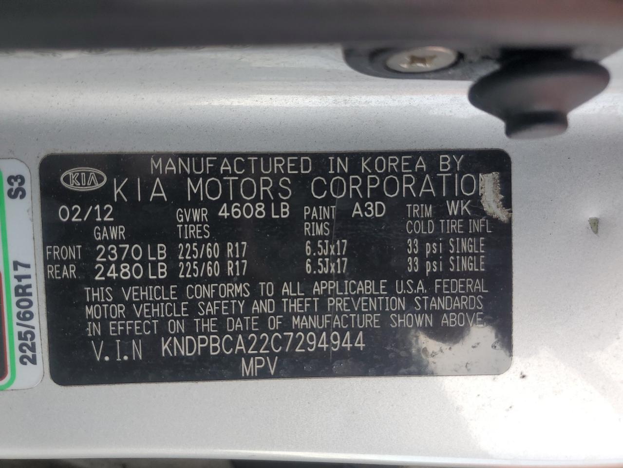 2012 Kia Sportage Lx VIN: KNDPBCA22C7294944 Lot: 71627315